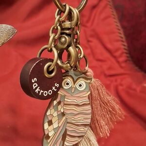 Sakroots Multicolor Owl Keychain with Tassel